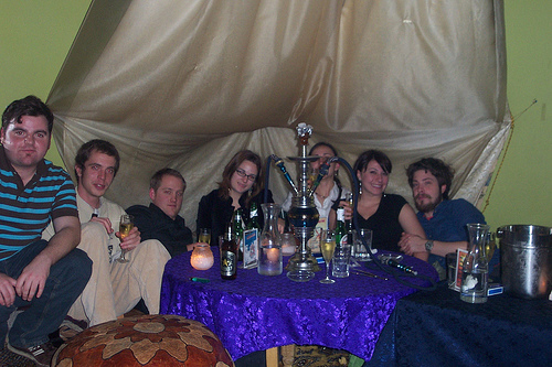 My surprise birthday party at a hookah lounge! From left to right: Al, Neal, Nate, Me, Colleen, Stacy & Zach